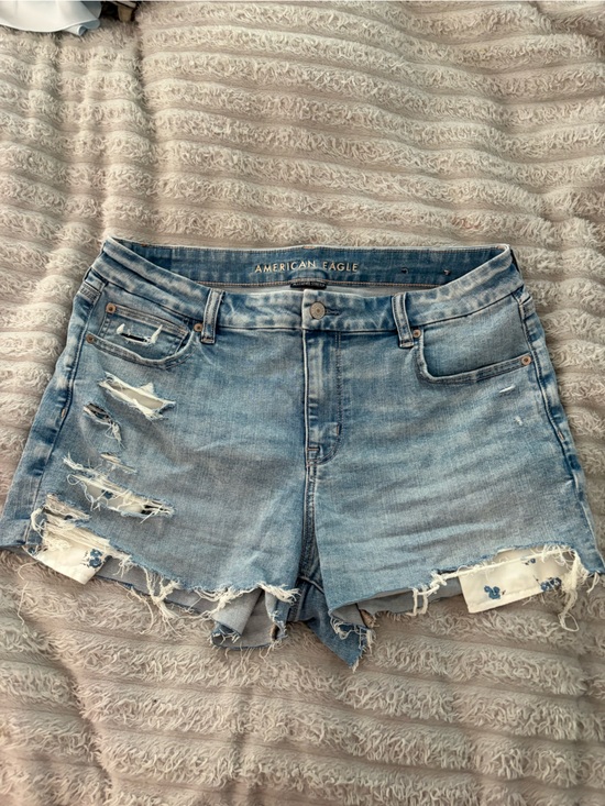 American Eagle Outfitters Pants - American Eagle Light Wash Distressed Denim Shorts — 14